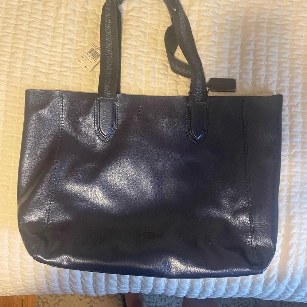Coach Black Leather Tote Bag Minimalist Design